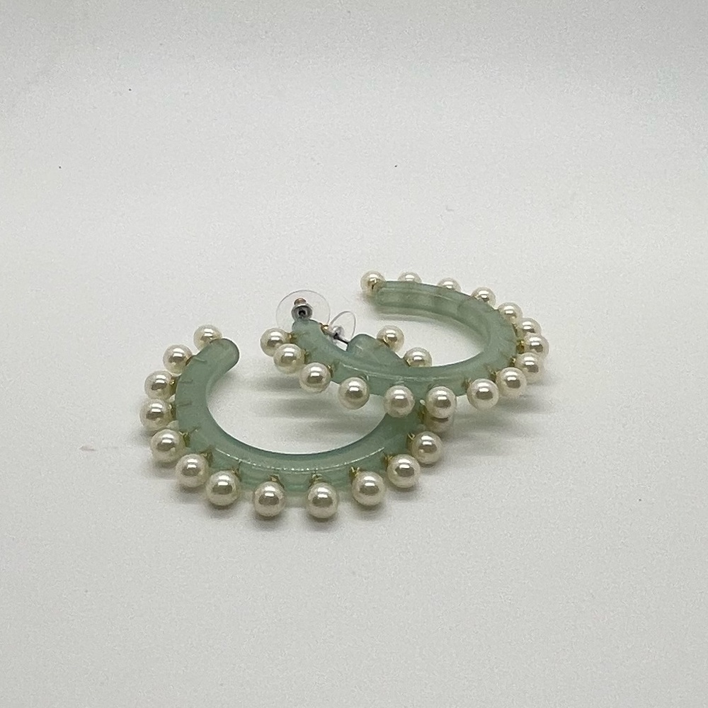 Lele Sadoughi acetate & pearl hoops earrings
